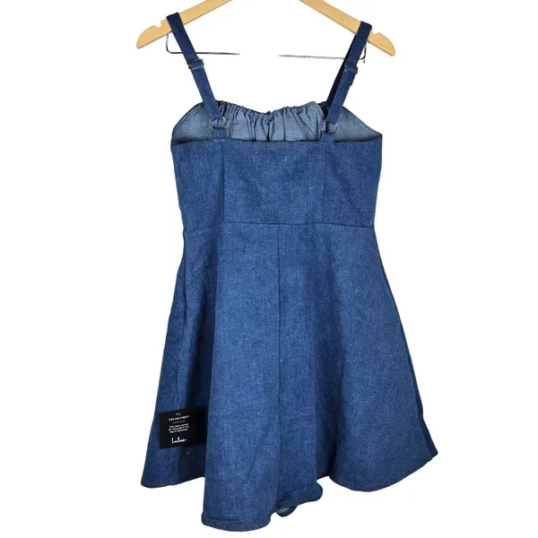 Lulus Considered Charisma Blue Chambray Bustier Mini Dress XL HD5162 NWT - Image 4
