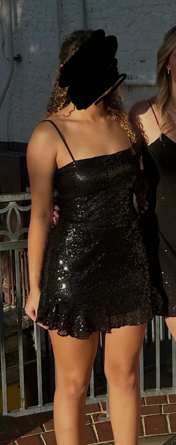 Lucy in the Sky Sequin Ruffle Dress in Black - Image 2