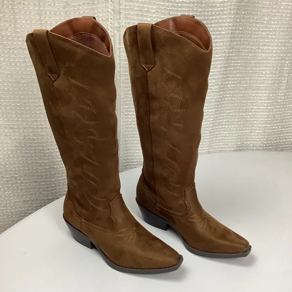 Soda Zahara Women’s Brown Western Cowgirl Knee-High Faux Suede Boots Size 6 NWOT - Image 2
