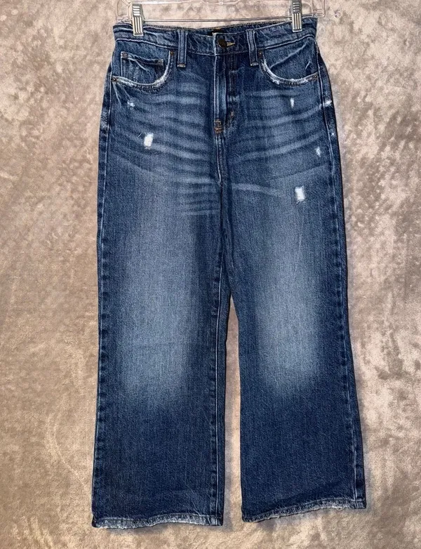 Lee High Rise Wide Leg Distressed Denim Jeans Blue - Image 2