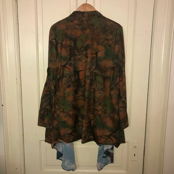 Misslook Open Waterfall Long Sleeve Cardigan Koi Camo Size Large - Image 5
