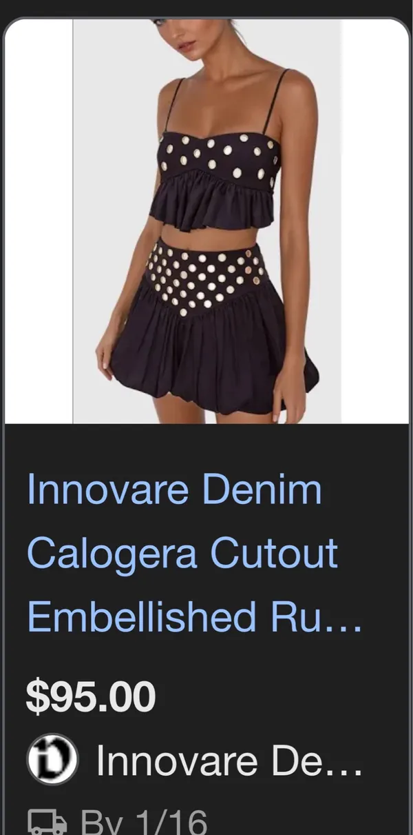 Boutique Matching Set Skirt & Top Black Size XXS - Image 2