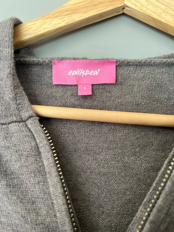 Edikted Kaliya Stripey Knit Zip Up Hoodie - Image 6