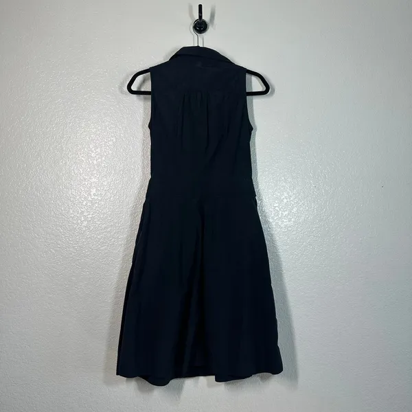 4/ S sleeveless Armani shirtdress button-front belt LBD Short Luxury Designer - Image 7