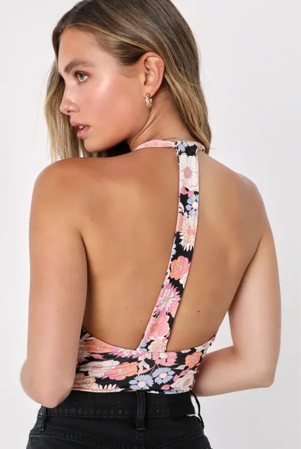 Black Halter Bodysuit Lulus Backless - Image 2