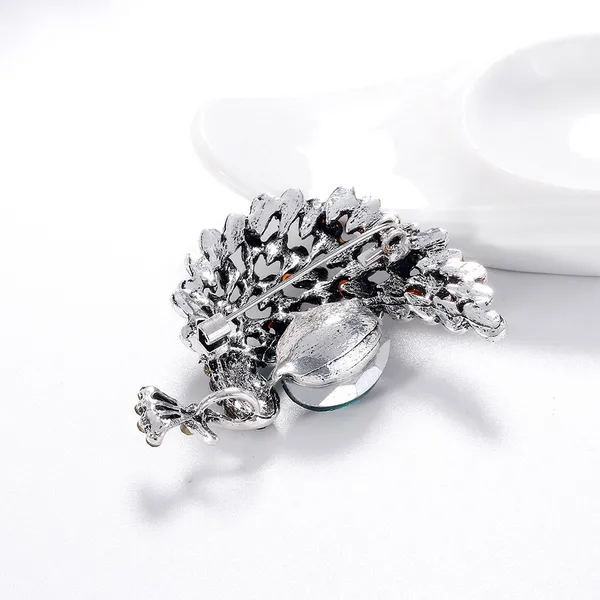Elegant Green Crystal Peacock Brooch Pin for Women - Image 3