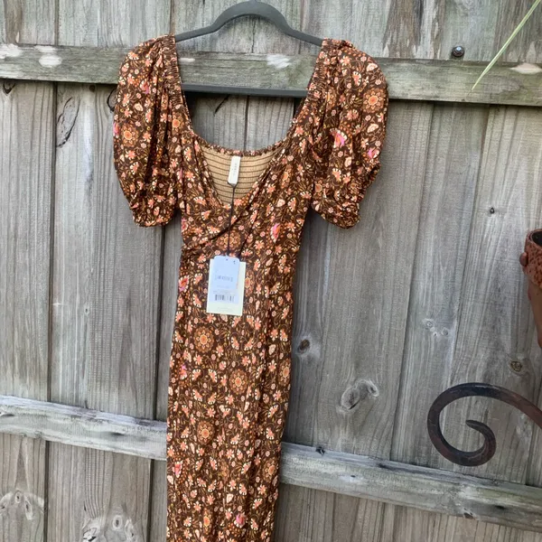 Free People - SPELL- Madame Peacock Sweetheart Maxi Dress In Coffee - Image 9