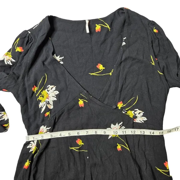 Free People Time On My Side‎ Black Floral Wrap Dress - Image 6