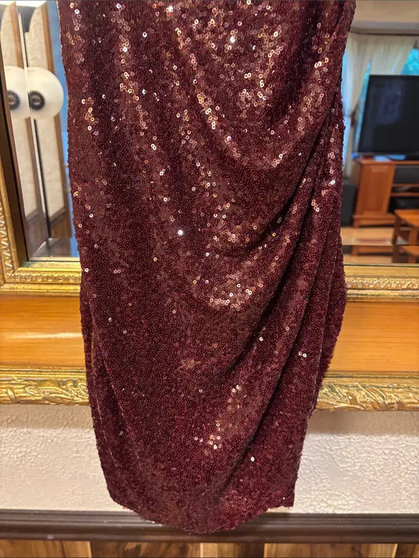 Emerald Sundae Burgundy Sparkly Mini Dress - Size S - Image 3