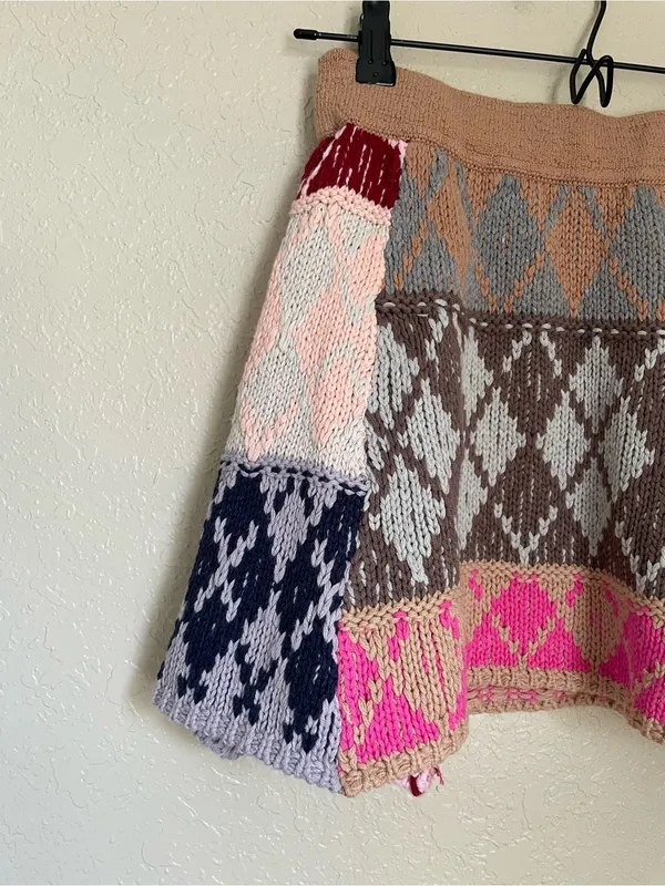 Free People After School Mini Skirt Size Small Pink Combo Flare Sweater Knit - Image 8