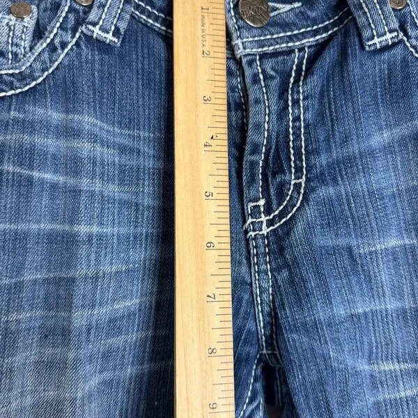 BKE Payton distressed dark wash denim jeans size 30R ladies - Image 10
