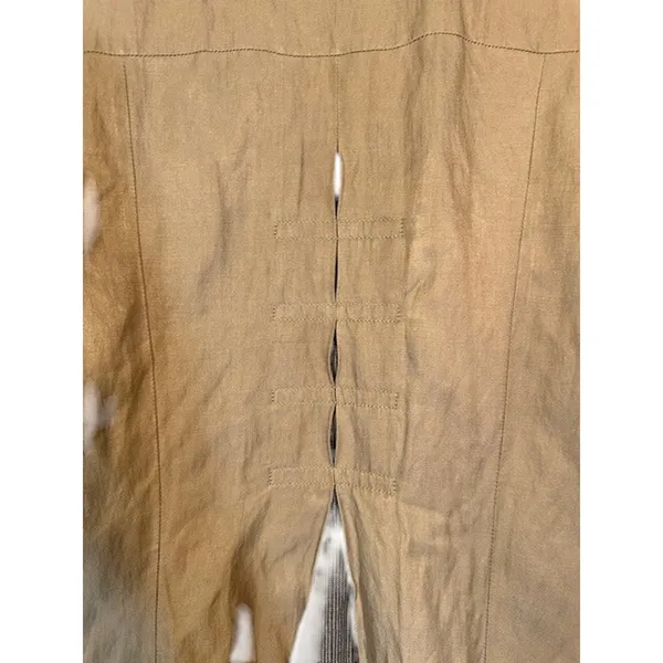 CAbi Beige Cotton Blend 3 Button Front Deep Pockets Lined Coat Women Sz M - Image 11