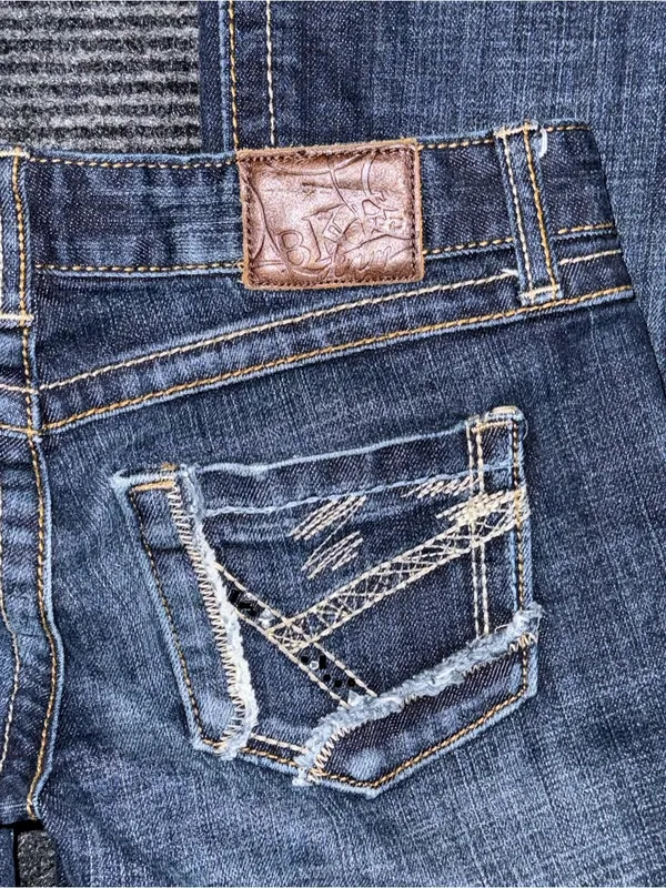 Y2K Buckle BKE Star Flare Jeans Low Rise Dark Wash 26x31.5 Embroidered Festival - Image 7