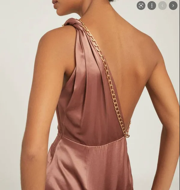 NWT Brown Adaline One-shoulder Satin Midi - Image 3