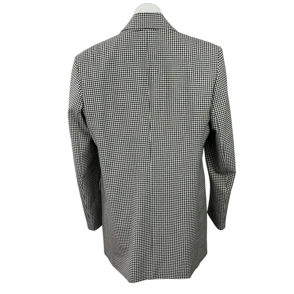 Zara Black White Gingham Plaid Checkered Long Sleeves Blazer Coat Jacket Size M - Image 3