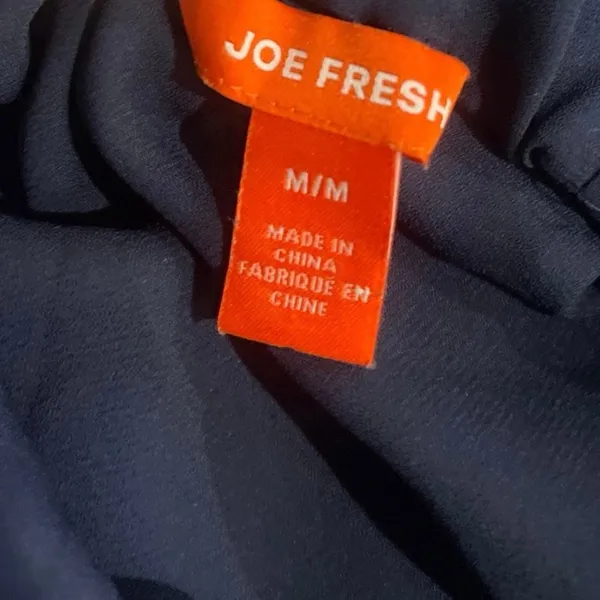 Joe Fresh Sleeveless Navy Blue Pleated Mock Neckline Blouse M Flowy Lightweight - Image 4