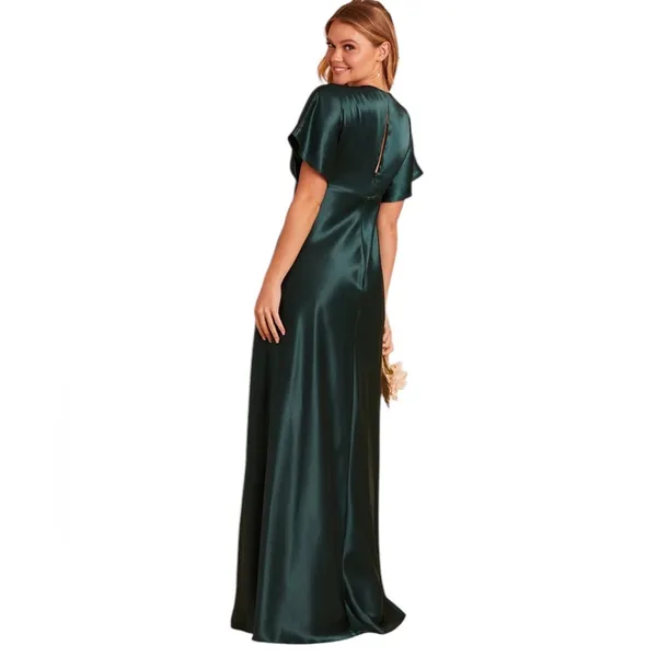 NWT Birdy Grey Jesse Kimono Satin Emerald Bridesmaid Maxi Dress Women Small - Image 3