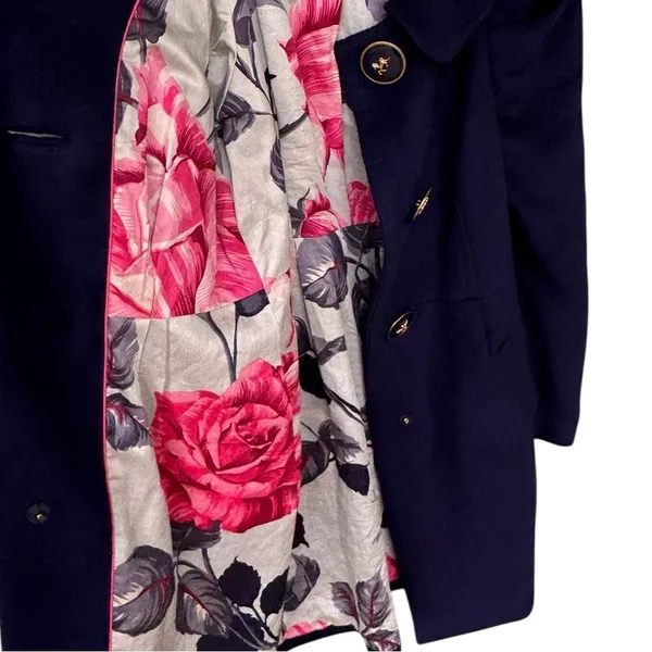 Anthropologie Leifsdottir Navy Blue Fleece Wool Button Up Coat Horse Buttons 6 - Image 5