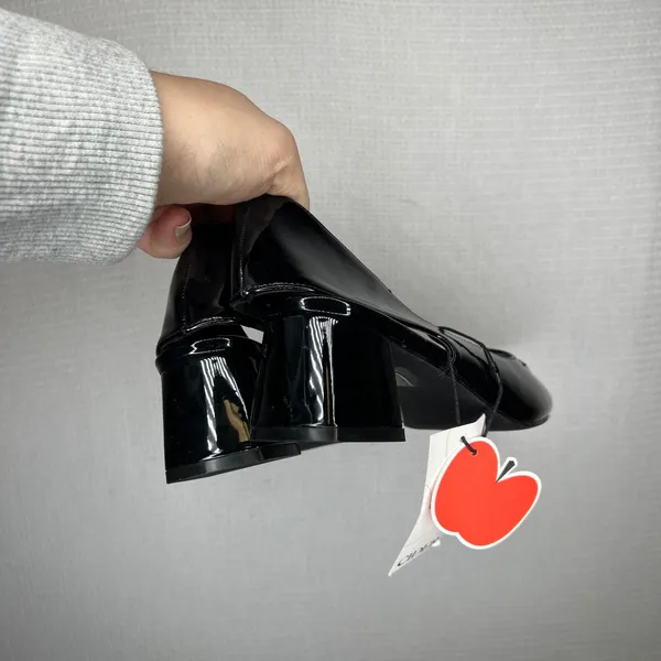 CIDER‎ Black Patent Leather Square Toe Slingback Block Heel Shoes Size 41 - Image 3