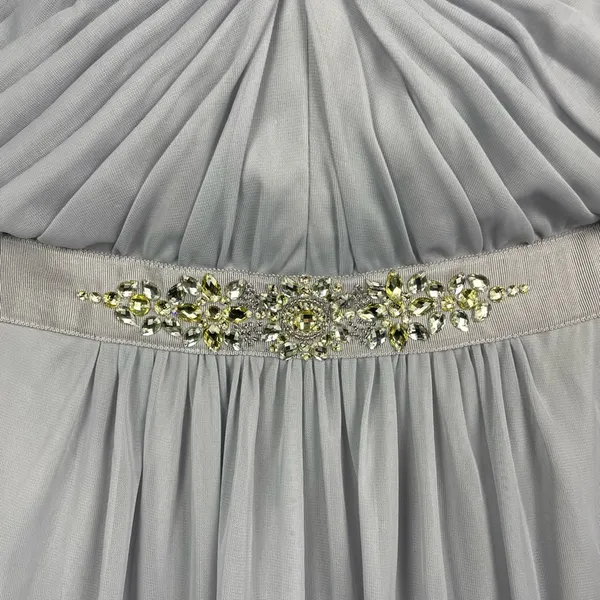 Adrianna Papell Gray Jeweled Waistband Strapless Flowy‎ Chiffon Mini Dress - Image 2