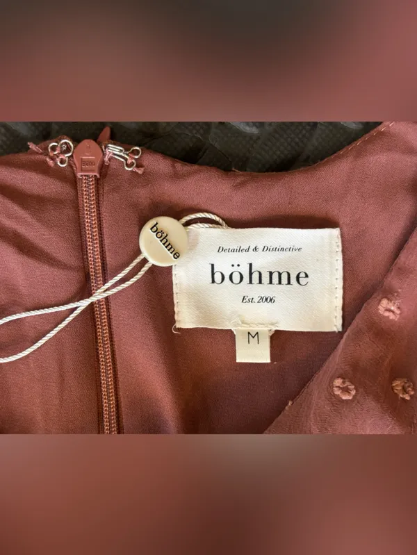 Bohme Swiss Dot Tiered Maxi Dress Rust Mauve Size Medium NWOT - Image 6