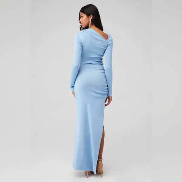 Sau Lee sky Blue‎ Knit maxi dress sz XS - Image 3