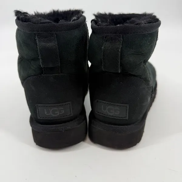 UGG Classic‎ Mini II Black Suede Shearling Ankle Boots 1016222 Womens Size 6 - Image 3