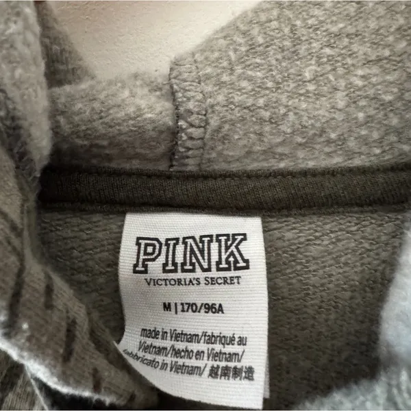 PINK‎ by Victoria’s Secret Army Green Botanical Leaves Floral Zip Up Hoodie - Image 3