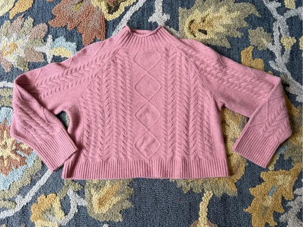 J. Crew Cable-knit Rollneck‎ Sweater in Supersoft Yarn Size Small Dusty Pink - Image 4