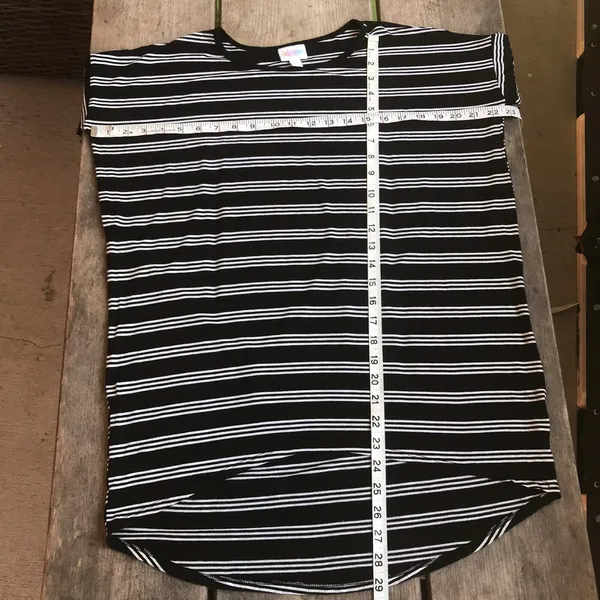 LuLaRoe Womens Top Size XXS Black White‎ Striped Irma Tunic Shirt - Image 6