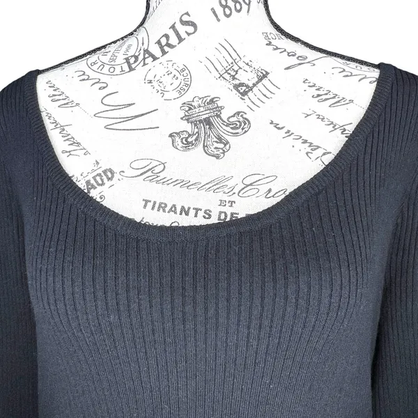 Universal Thread (XXL) Black Ribbed Long Sleeve Scoop Neck Top Soft Stretch - Image 4
