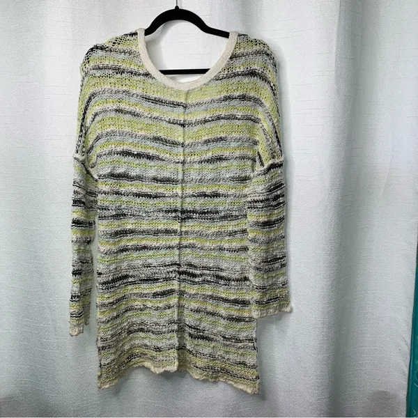 Free People wool chunky knit oversized green sweater size large boho casual‎ - Image 4