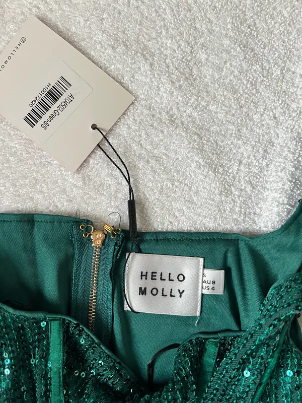 Hello Molly Green Sequin Crop Top  - Image 4