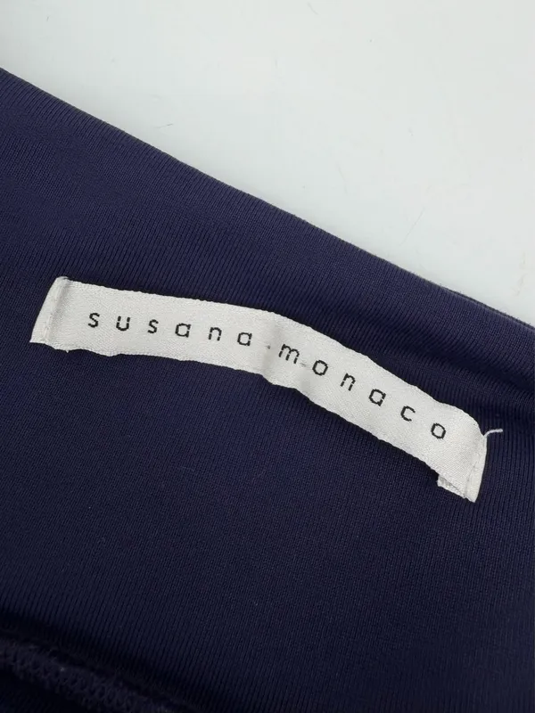 Susana Monaco Dress Womens XS Navy Blue Pleated Strapless Pocket Tube Minidress - Image 4