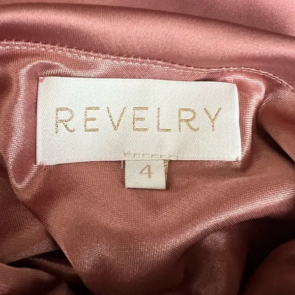 Revelry Women’s Cowl Back V Neck Sleeveless Pink Satin Maxi Formal Dress Size 4 - Image 4