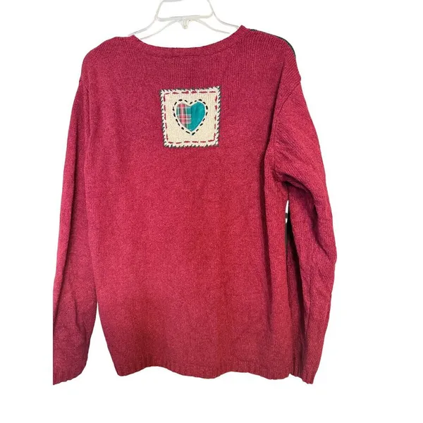 Vintage Talbots Silk Blend Ugly Christmas Sweater‎ Embroidered Patchwork SzL - Image 6