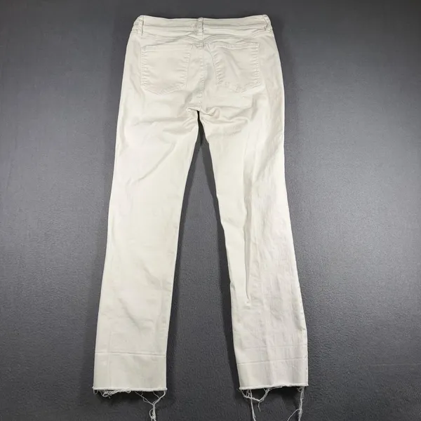 Ann Taylor LOFT Modern Straight Jeans Womens 4 27 White Mid Rise Raw Hem Denim - Image 9