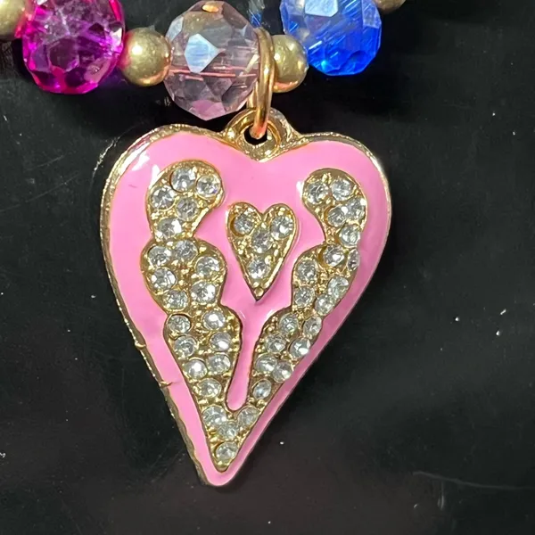 Colorful Heart Charm Necklace layering enamel maximalists - Image 2