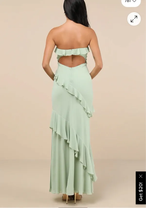 Sage Green Ruffled Maxi Dress Lulus - Image 2