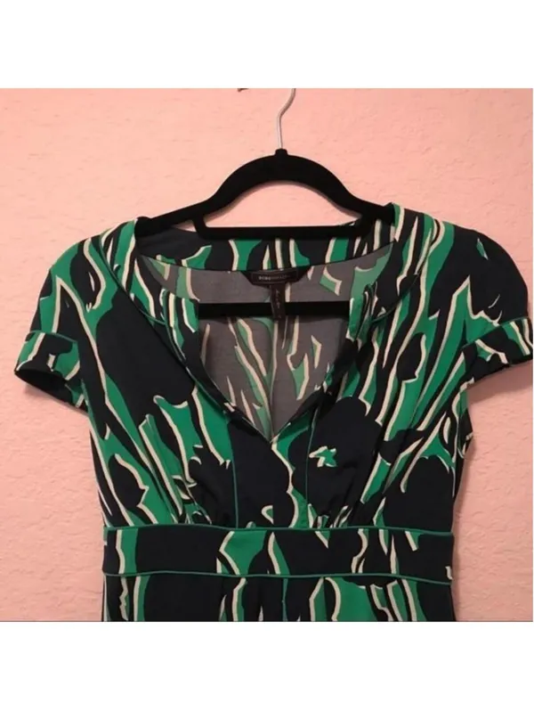 Banana Republic Green and Black Floral Print‎ Dress - Image 3