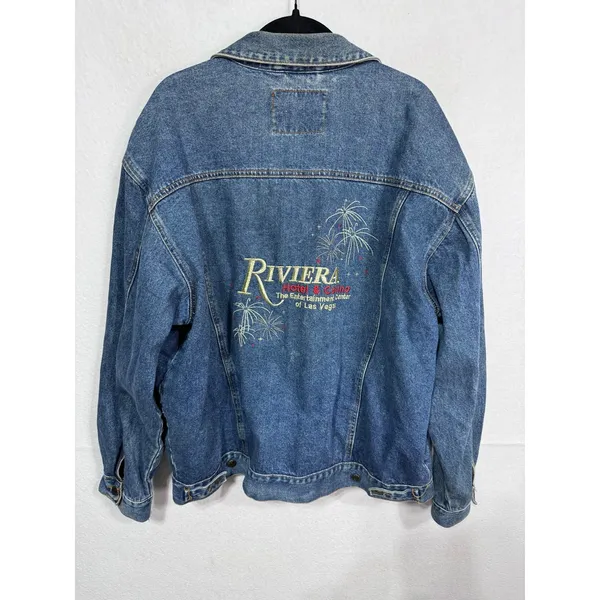 Vintage‎ Riviera Blues Las Vegas Denim Jacket Riviera Hotel Casino Fireworks L - Image 6