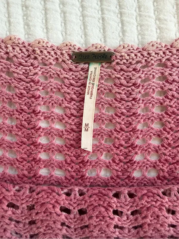 Free People Boomerang Crochet Open Knit Boatneck Sweater in Sweetpea Pink - Image 5