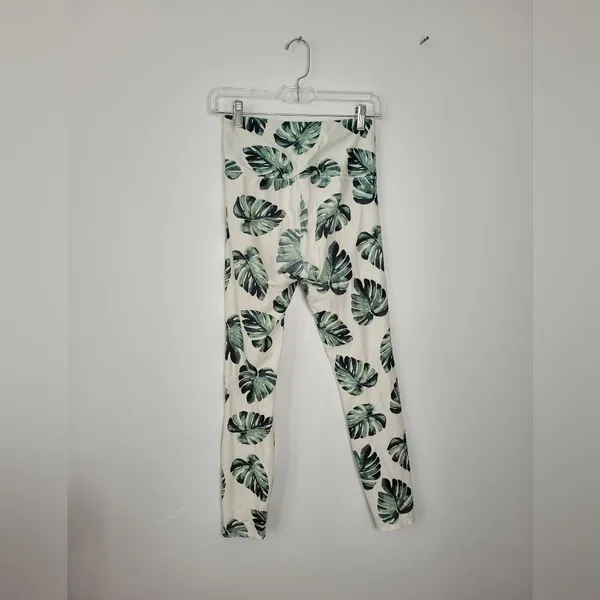 Wildfox Sweat Leggings Green Palm Print High Waist Sportswear Gym Workout Small - Image 5