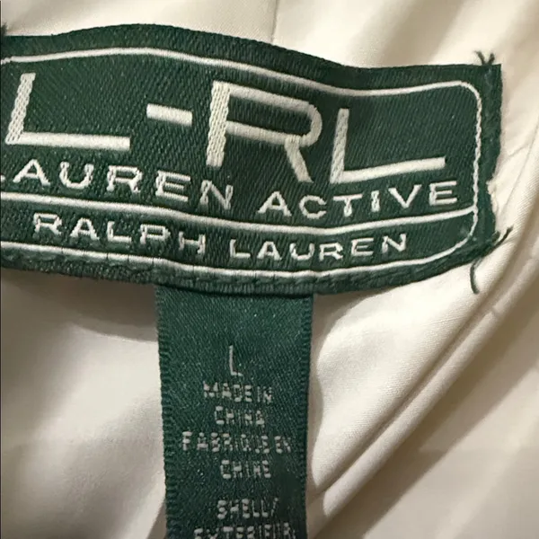 LAUREN-RALPH LAUREN Cream and Brown Puffer Jacket Size L - Image 6