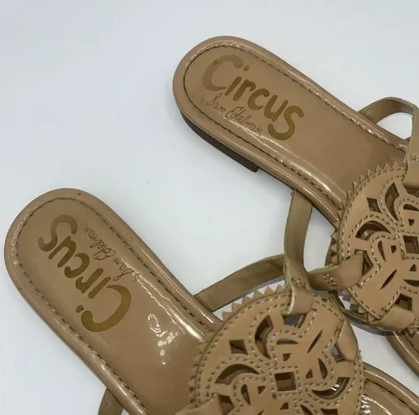 Circus by Sam Edelman Women's Canyon Flat Sandal Patent Leather Size 9 M Beige - Image 3