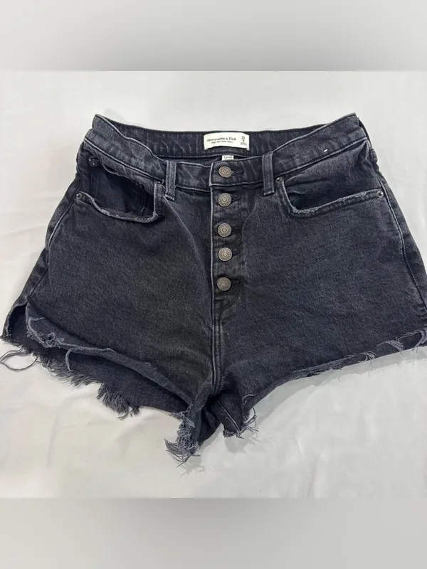 Abercrombie & Fitch High Rise Mom Shorts Black Size 28‎ 6 - Image 2