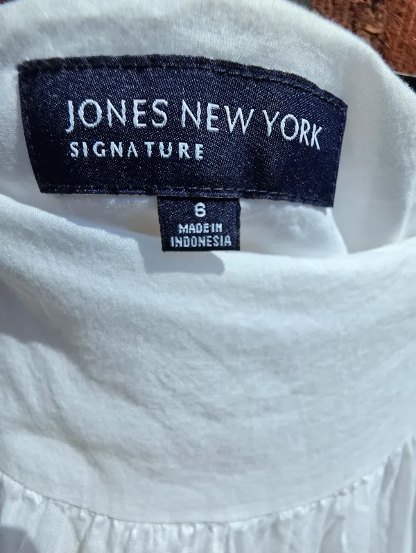 Jones New York signature Tiered maxi skirt Sz 6 white cotton Lined - Image 6