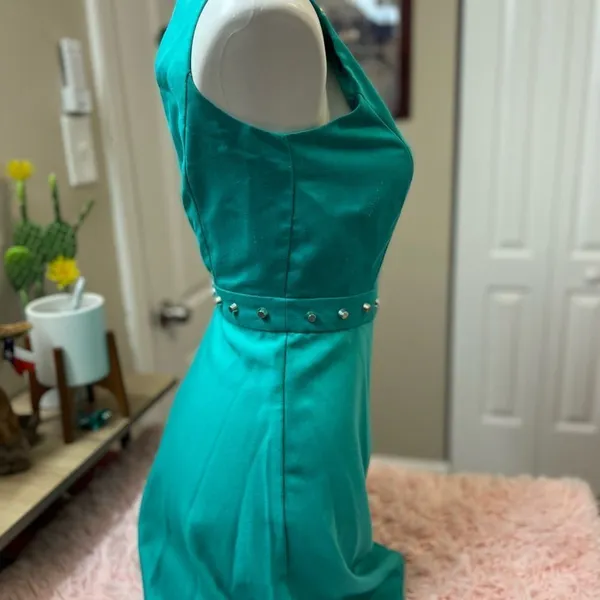 Speechless Teal Studded Open Back A-Line Dress Women’s Size Small Formal Party - Image 2