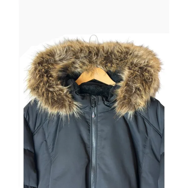 Arctic Expedition Down Puffer Coat Women 5X Black Quilted Faux Fur Parka Winter - Image 4