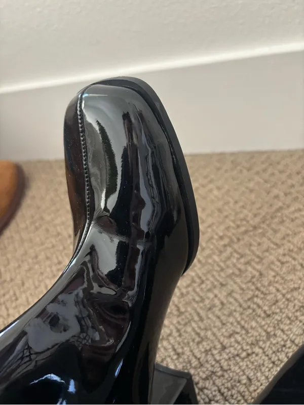 Zara patent leather knee high boots in black - Image 10
